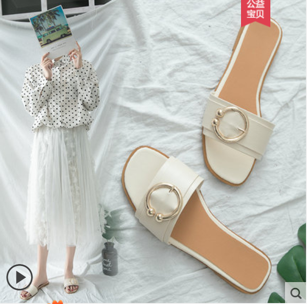 

new arrival womens slippers leather square toe flats flip flops designer ladies slides summer sandals women shoes, Black