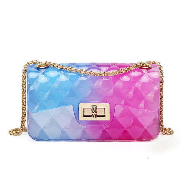 

fashion colorful pvc bag women transparent plaid jelly chian crossbody bags gradient candy color lady shoulder bag
