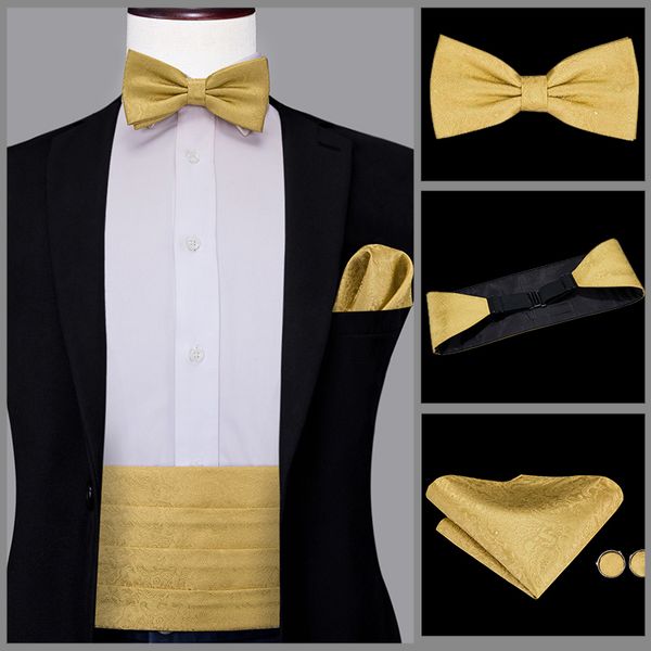 

hi-tie 100% silk men's cummerbunds set yellow floral vintage men fashion wedding elastic sash wide belt cummerbunds men, Black;brown