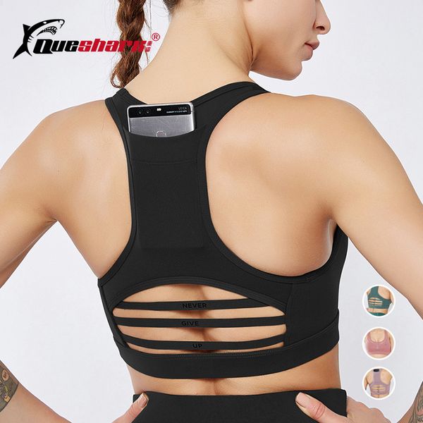 

women back sports bra black padded yoga brassiere fitness gym tank running bra push up with back phone bag, White;black