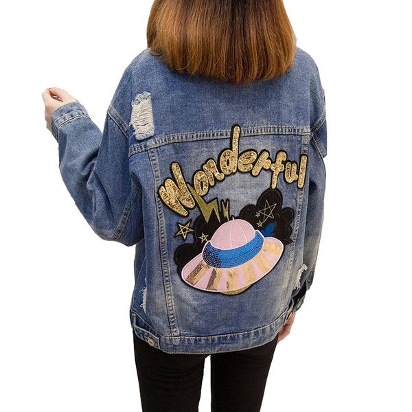 

2020 autumn coat women denim jacket loose jean jacket oversized bomber jackets female casual coats outerwear plus size 5xl p527, Black;brown