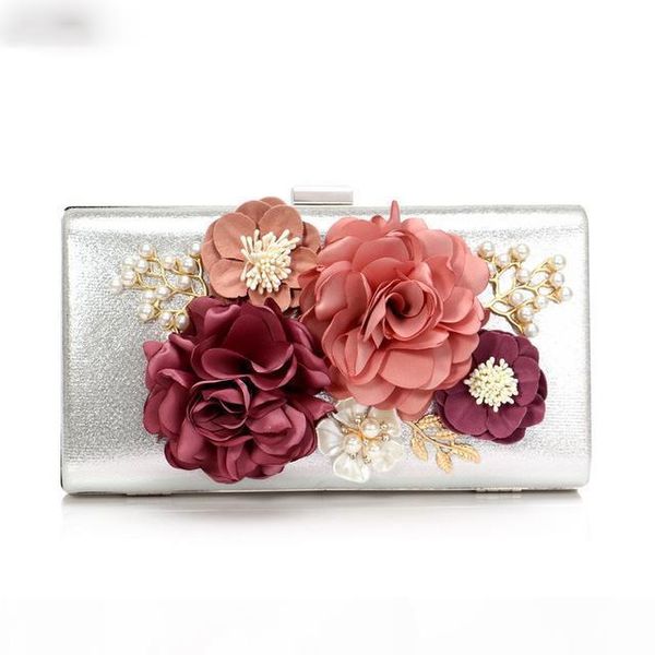 

designer-wedding party evening bags women flower fashion small day clutches with chain shoulder lady shell beaded purse handbags