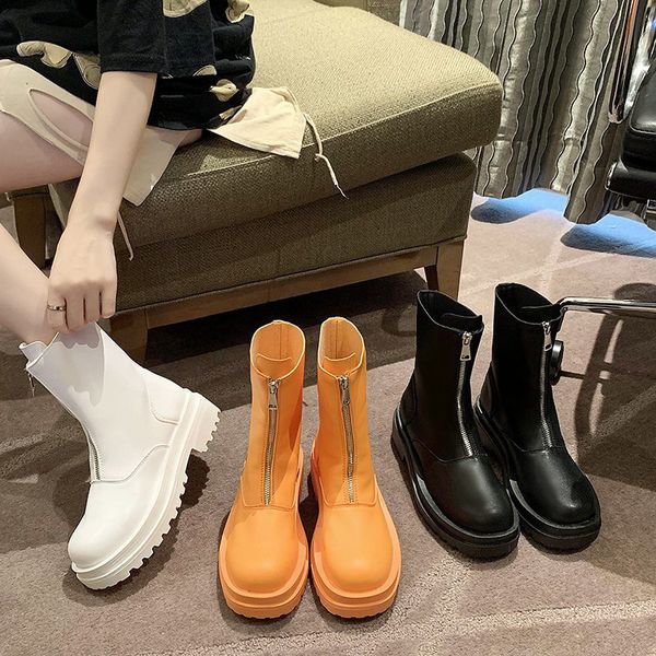 

lolita boots women's rubber shoes rain summer booties zipper round toe luxury designer platform med mid calf mid-calf rock, Black