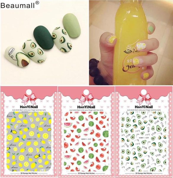 

fruits nails art manicure back glue decal decorations design nail sticker for nails tips beauty, Black