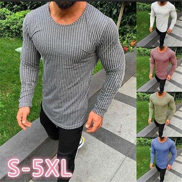 

tees spring pullover mixed color casual clothes mens designer tshirts striped print long sleeved crew neck slim, White;black
