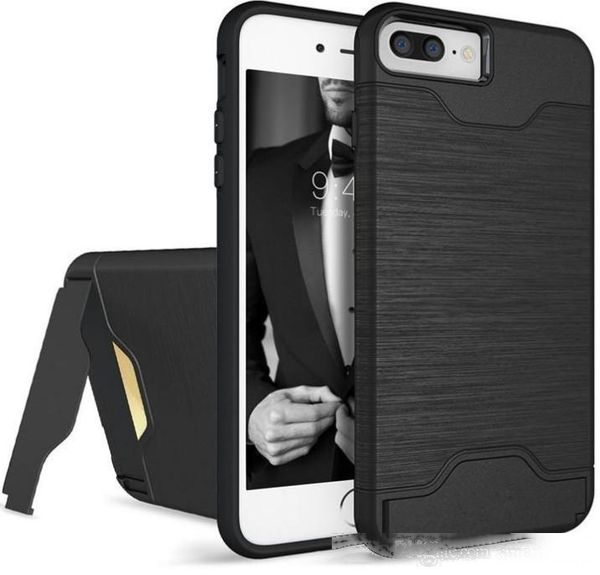 

card slot case for 2018 new iphone xr xs max 8plus x samsung s9 plus armor case hard shell back cover with kickstand case for iphone 6 plus