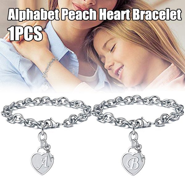 

women bracelet engraved 26 letters initial charms bracelet stainless steel jewelry gifts jl, Black