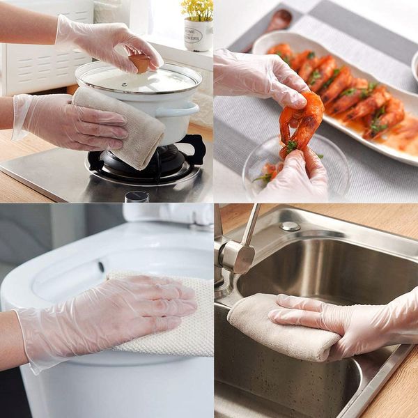 

100pcs vadiv of safe disposable plastic transparent food-grade gloves, of powder and latex, polyethylene, for cooking, cleaning, hair