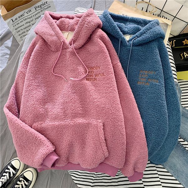 

womens hoodie coat sweet hooded print harajuku loose pocket hoodies womens fleece flannel pullover female high quality, Black