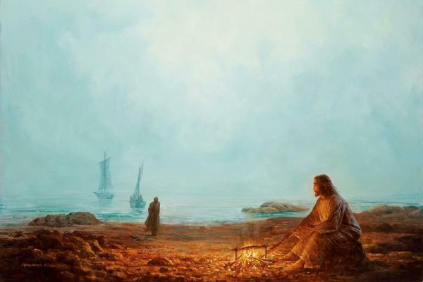 

yongsung kim by the shore jesus cooking fish peter & disciples home decor oil paintings on canvas wall art picture 200824