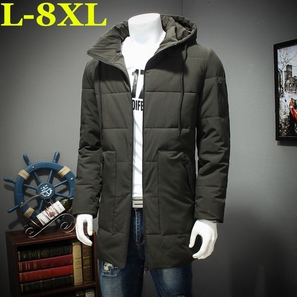 

plus size 8xl 7xl 6xl winter jacket men loose thick warm windproof zipper clothes for men fashion winter coats man, Black