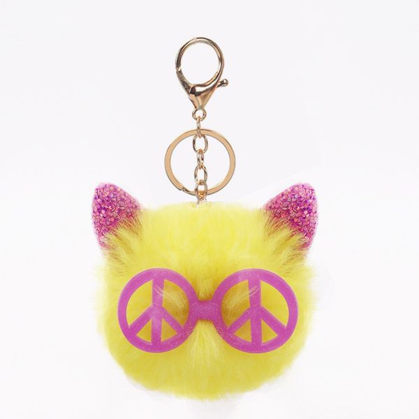 

pompom сова брелок pom pom ladies bling bling шерсти кролика мяч помпоном porte клеф пушистый брелок автомобиля сумка брелок, Silver