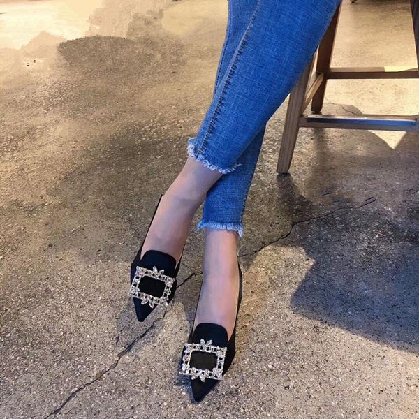 

rhinestone атласная flats женщины toe остроконечные скольжению на балетки 2020 осень женщины повседневная обувь самки ленивых бездельников z, Black