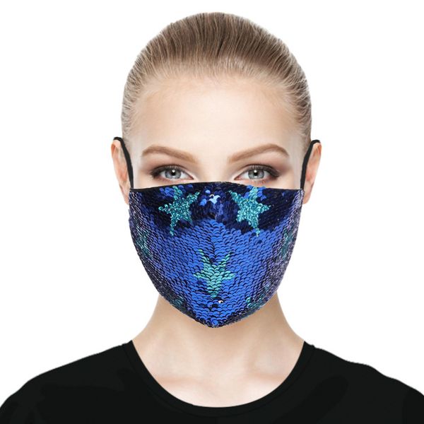 

fashion shiny sequins star cotton face mask life men women breathable mask dust-proof face masks hanging ear mask wholesale