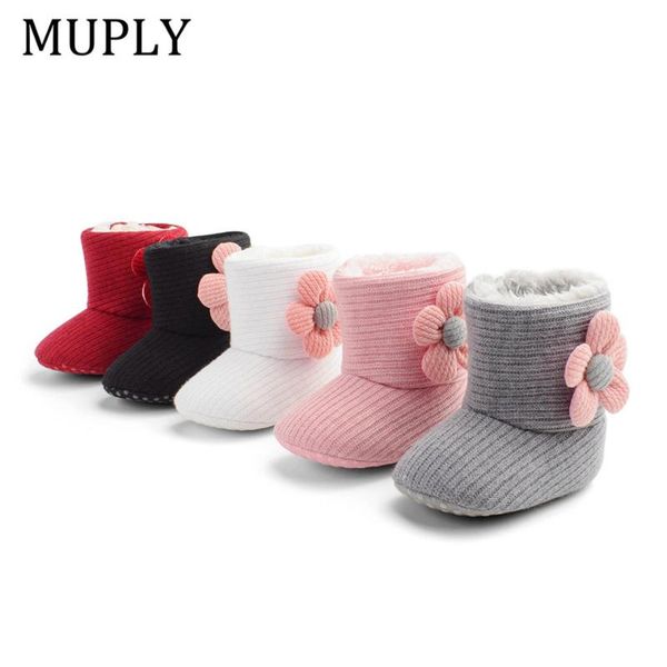 

2020 new arrival winter super keep warm first walkers baby girl boy floral crib shoes newborn prewalker non-slip soft sole boots, Black;grey