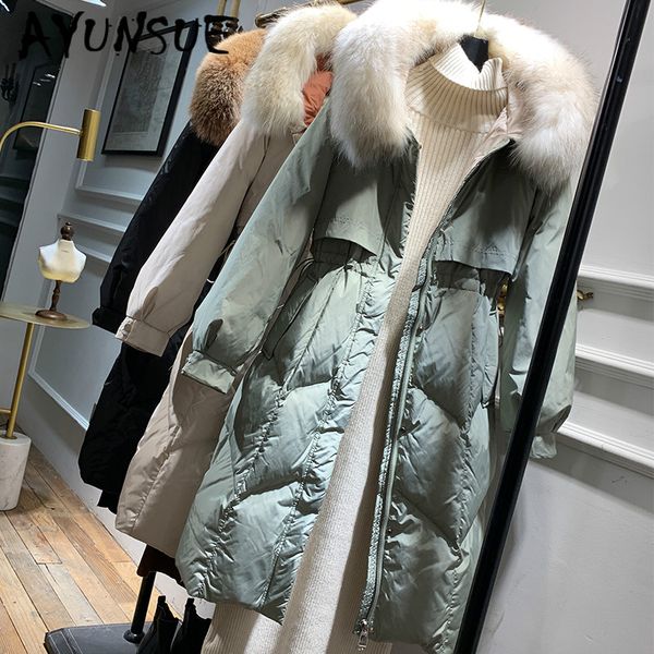 

ayunsue winter coat women down coat korean big fur collar duck down jacket women puffer jacket warm parka casaco 9641 yy1506, Black