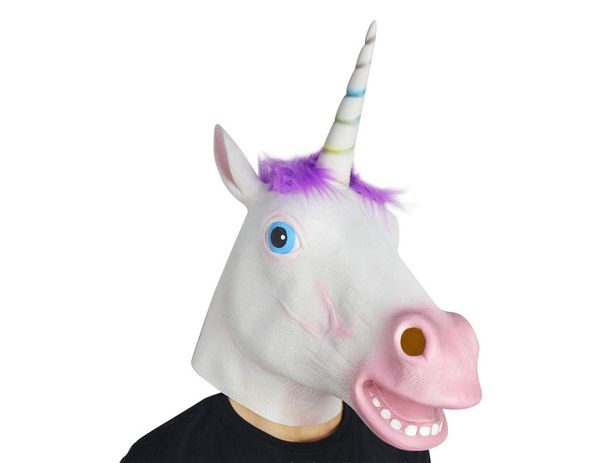 

unicorn маска creepy глава latex хеллоуин костюм розыгрыши prop сумасшедшие маски