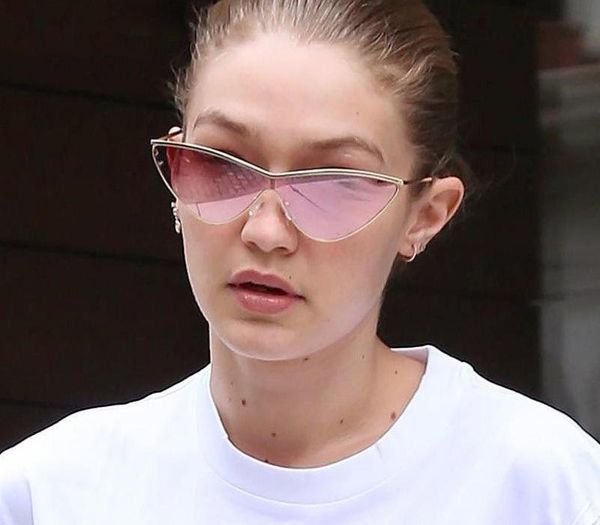 

2020 Brand Designer Cat eye Sunglasses Women Vintage Metal Reflective Glasses Women Mirror Retro Gafas UV400