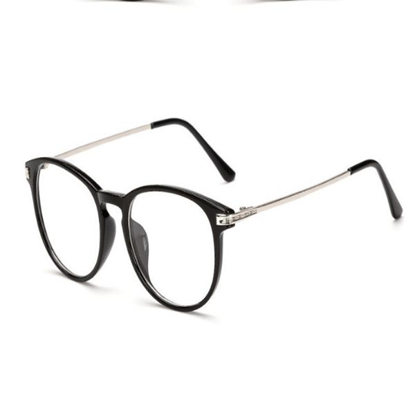 

fashion trendy retro eyeglasses frame men women optical korean large round ultralight glasses frame flat mirror wholesale, Black