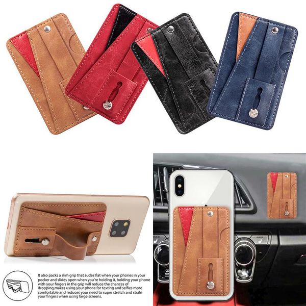 

cgjxsuniversal back card slot 3m sticker leather stick on cash credit for iphone 11 pro max samsung note 10 gripper storing strap grip finge