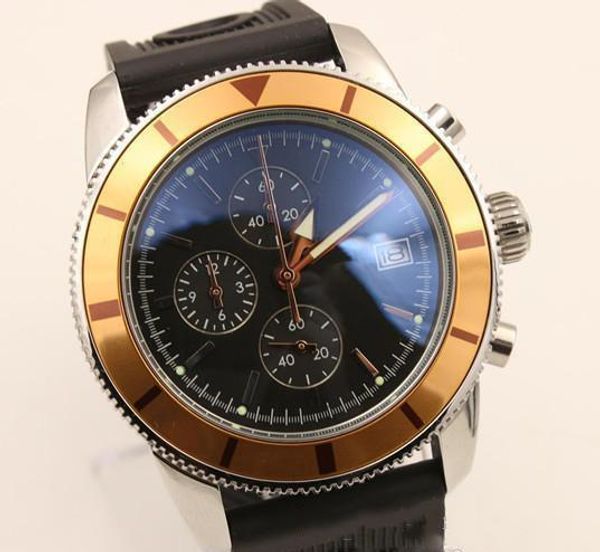 

christmas gift new stylish quartz chronograph men's watch certifie chronometer edition special watch orange bezel success man's wa, Slivery;brown