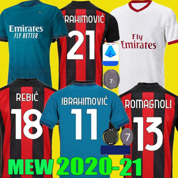 

#11 ibrahimovic ac 20 21 milan soccer jersey home away third 2020 2021 piatek football shirts paqueta theo rebic camisa de futebol maillot, Black;yellow
