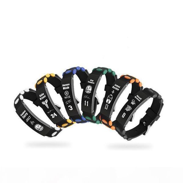 

basketball star bracelet 316l titanium steel bracelet pu leather bangle fans memorial bracelets commemorative jewelry accessories gifts, Golden;silver