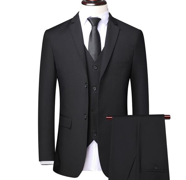 Hübscher schwarzer grauer Herrenanzug, neue Mode, Bräutigam-Anzug, Hochzeitsanzüge für die besten Männer, Slim-Fit-Smoking für Männer, 3 Stück/Set