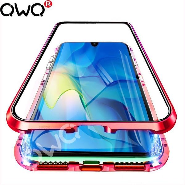 

ell metal magnetic glass phone case for huawei p20 p30 pro lite p smart 2019 protective cases for huawei mate 20 lite pro flip cover