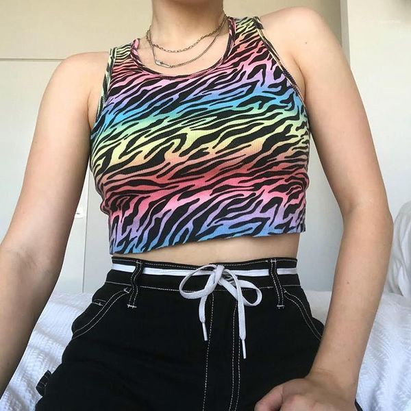 

slim crop casual sleeveless crew neck tanks womens clothing womens designer zebra print tanks sexy, White