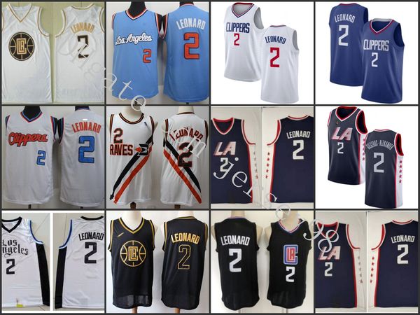 

losangelesclippersmen #2kawhi leonard white golden swingman stitched jersey, Black