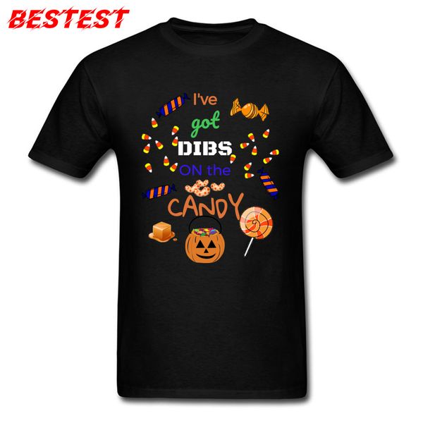 

halloween t-shirt men got dibs on the candy t shirt cartoon letter tshirt cotton clothes funny fumpkin print tee black