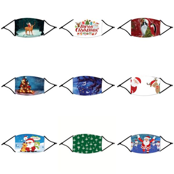

children universal face christmas mask fashion flag 3d printing christmas mask dust-proof washable reusable adjustable face christmas mas#99, Black