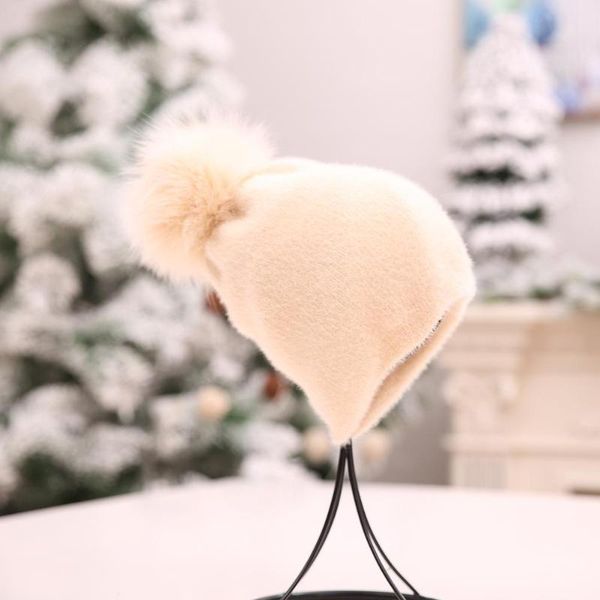 

women fashion fur winter warm cat pom ball knitted wool caps knit beanie hats casual accessories, Blue;gray