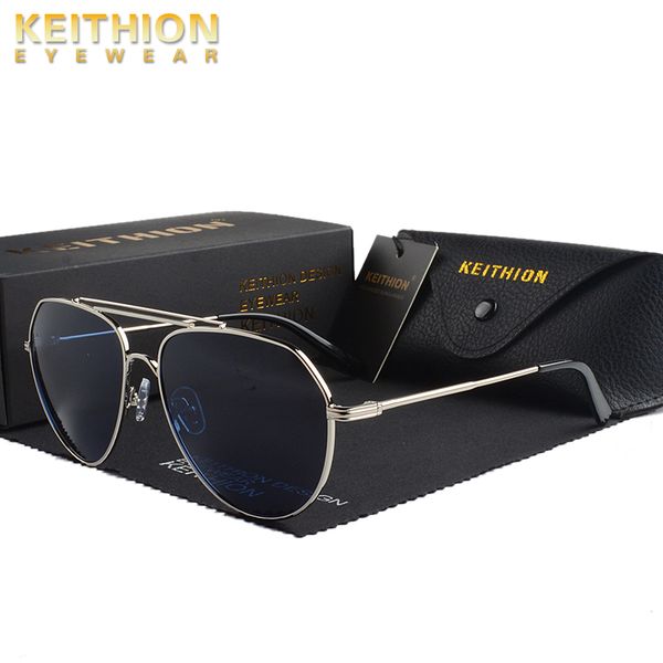 

keithion design men classic pilot sunglasses polarized aviation frame fashion sun glasses for male driving uv400 protection, White;black