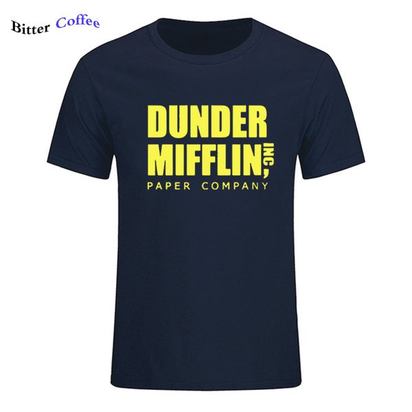 

2019 new men short sleeve the office tv show dunder mifflin paper t-shirt o- neck tee shirts for print cotton men t shirt