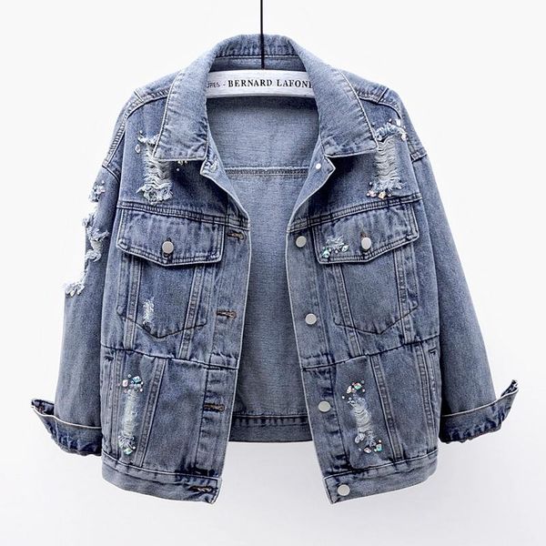 

autumn korean fashion diamonds holes denim jacket coat women batwing sleeve short jeans jacket female wash blue chaqueta002, Black;brown