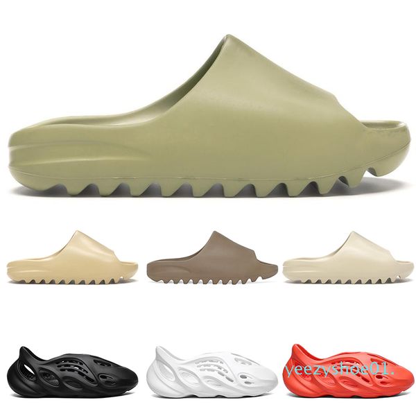 

kanye slides mens women slippers runner slide resin bone desert sand triple black fashion men slides beach 36-45 y01