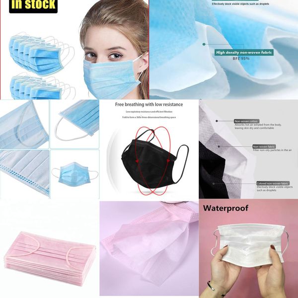 

3 stock mask disposable layer face ear-loop in dust mouth masks cover 3-ply non-woven dust protective mask soft breathable outdoor partue8b