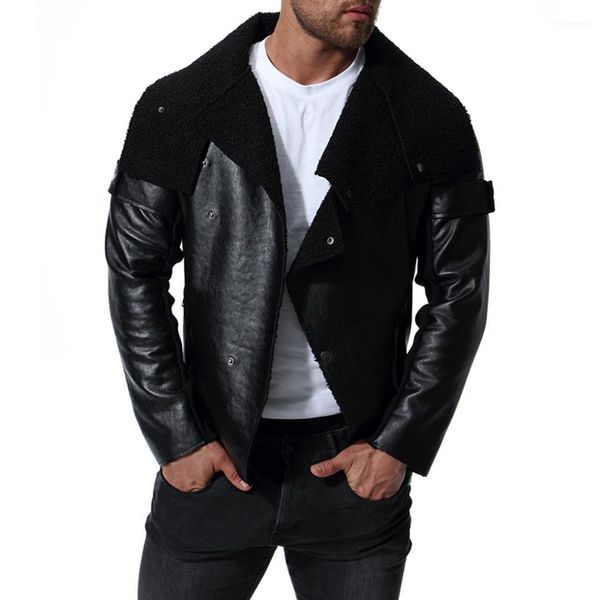 

faux leather windbreaker coats mens causual motocycle clothing punk style mens designer jackets fashion mens long sleeve, Black