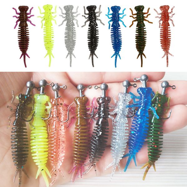 

poetryyi 1pcs larva soft lures 55mm artificial lures fishing worm silicone bass pike minnow swim jigging baits fishing gear