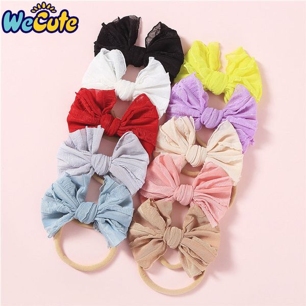 

hair accessories bow baby headband cute bowknot scrunchy kids ties elastic rubber band children for girl's gift, Slivery;white