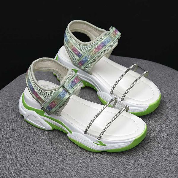 

summer wild sports and leisure sandals female non-slip roman thick bottom beach shoes muffin bottom z504, Black