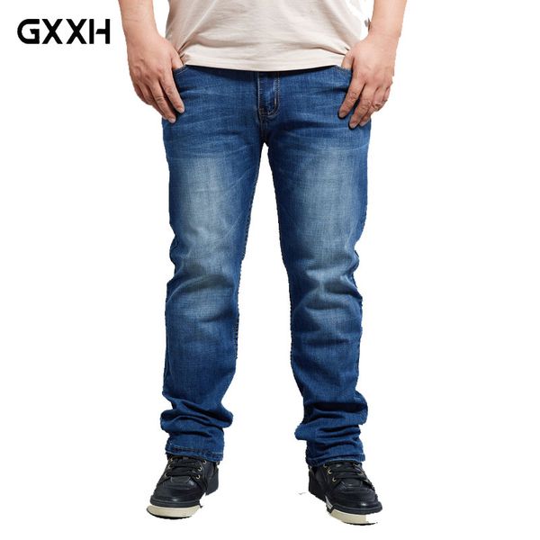 

men's jeans 2021 business casual pants large size denim pocket stretch trousers 30-42 44 46 48, Blue