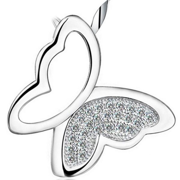 

chains fashion zircon simple butterfly pendant necklace female models, Silver
