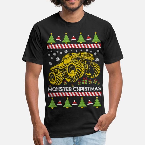 

monster truck ugly christmas t shirt men character short sleeve o-neck trend loose comical spring autumn slim shirt