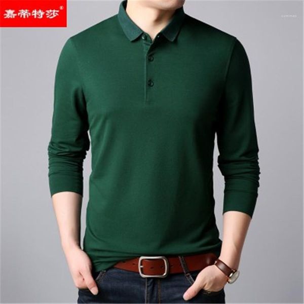 

polos fashion new long sleeve slim lapel tee designer male casual button polos clothing man solid color, White;black