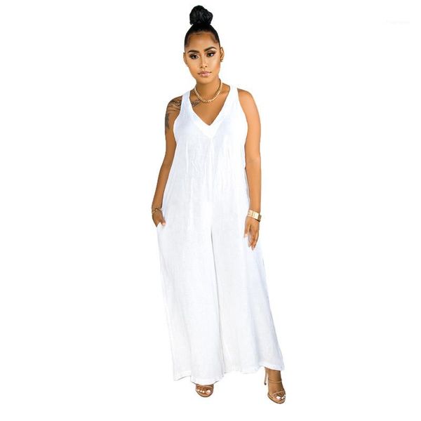 

casual loose womans clothing summer new designer female solid color jumpsuit fashion crew neck rompers ladies, Black;white