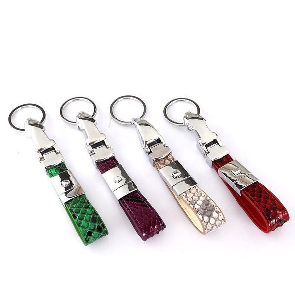 

handmade real python skin key chain, python skin key holder, python leather keychain, Silver