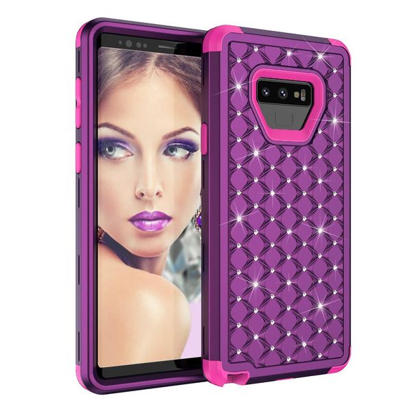 

cgjxsluxury diamond women phone case for samsung note 9 heavy duty hybrid full -body protective cover defender case for galaxy s9 s9plus